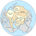 Pannotia, 545 Mya (disputed[clarification needed]), centered on South Pole