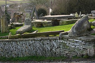 Garden including stone table