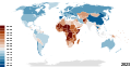 Image 3Map of countries and territories by fertility rate as of 2020 (from Developing country)