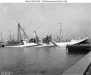 USS Pensacola (ID 2078) moored pierside at Philadelphia Navy Yard, 28 June 1918.