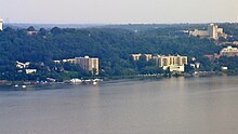 The Yonkers waterfront, seen across the Hudson River