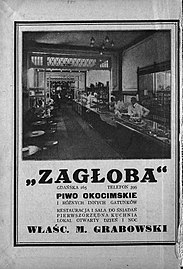 Advertisement for restaurant Zagloba, 1928