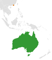 Map indicating locations of Australia and Hong Kong