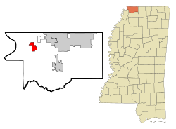 Location of Memphis, Mississippi