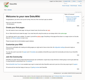 DokuWiki欢迎页屏幕截图