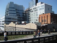 The IAC building by Frank Gehry (top left) along the line, at 18th Street