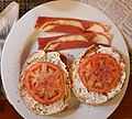 "Fakon" strips (Morningstar Veggie Bacon Strips) with bagels