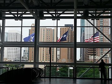 A view of Downtown Houston from inside the GRB