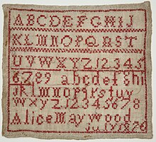 Embroidery sampler by Alice Maywood, 1826