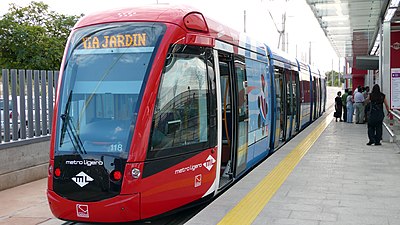 A light metro train