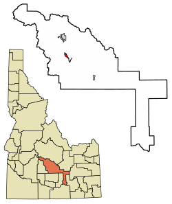 Location of Hailey in Blaine County, Idaho.