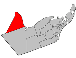 Location within Gloucester County, New Brunswick