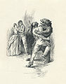 Image 1 The Last of the Mohicans Illustration: Frank T. Merrill; restoration: Chris Woodrich An illustration from 1896 edition of James Fenimore Cooper's The Last of the Mohicans. Set during the French and Indian War, the novel details the transport of two young women to Fort William Henry. Among the caravan guarding the women are the frontiersman Natty Bumppo, the Major Duncan Heyward, and the Indians Chingachgook and Uncas. In this scene, Bumppo (disguised as a bear) fights against the novel's villain, Magua, as two of his compatriots look on. More selected pictures