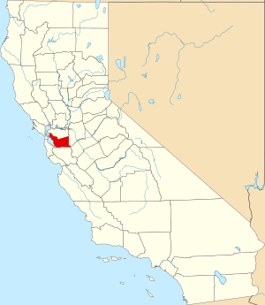 Map of California highlighting Alameda County