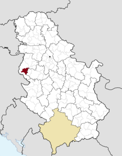Location of the municipality of Krupanj within Serbia