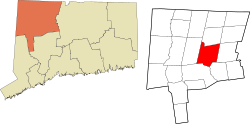 Torrington's location within the Northwest Hills Planning Region and the state of Connecticut