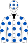 White, royal blue spots