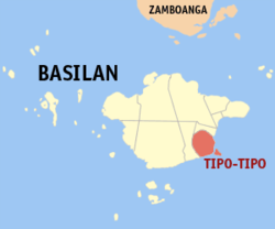 Map of Basilan with Tipo-Tipo highlighted