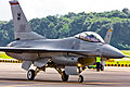 F-16C clearing out from the flight-line for taxi-ing.