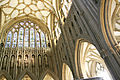 The eastern bays of the choir (1329–45) showing the reticular vault and the gallery of saints beneath the east window[101]