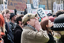 Protester calling for Cameron's resignation over the Panama Papers scandal in April 2016