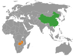Map indicating locations of China and Zambia