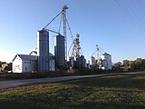 The Hueber Grain Elevators. As seen looking West. Can be seen throughout village.