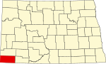 标示出鲍曼县位置的地图