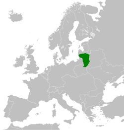 1918年立陶宛王国在欧洲的位置