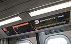 The digital display system system of the R211, simulating an Avenue X-bound F train