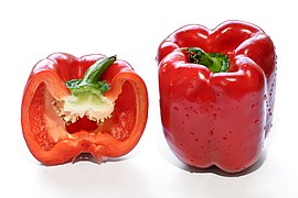 Red capsicum and cross section