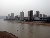 The view of the Jiangjin city along Yangtze river