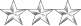 Three white metal stars in a horizontal row