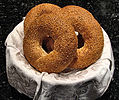 Ka'ak bread rings sprinkled with sesame seeds