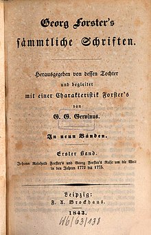 Title page of the book "Georg Forster's sämmtliche Schriften"