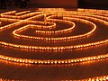 Labyrinth of burning tealights