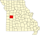 亨利县在密苏里州的位置