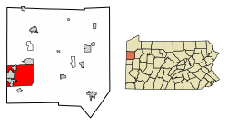 Location of Hermitage in Mercer County, Pennsylvania.