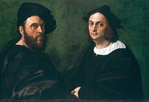 拉斐尔, Portrait of Andrea Navagero and Agostino Beazzano (c. 1516) 77 × 111 cm