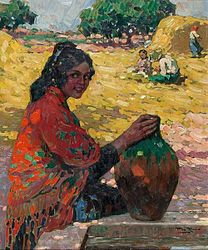 Mujer con Cántaro ("Woman with Jug"), Oil on cardboard, circa 1910. 41 x 33 cm[6]