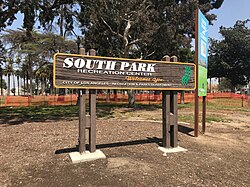 South Park Recreation Center signage