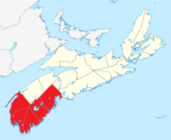 The Southern Nova Scotia region as defined by Statistics Canada