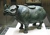 Bronze wine vessel in the form of a two-horned rhinoceros
