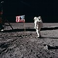 Image 3Astronaut Buzz Aldrin saluting the flag of the United States, part of the Lunar Flag Assembly, during Apollo 11. The Lunar Flag Assembly was designed to survive a Moon landing and to appear to "wave" as it would in a breeze on Earth. This flag fell over when the Lunar Module Eagle took off.