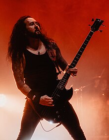 Leclercq performing with Kreator in 2023