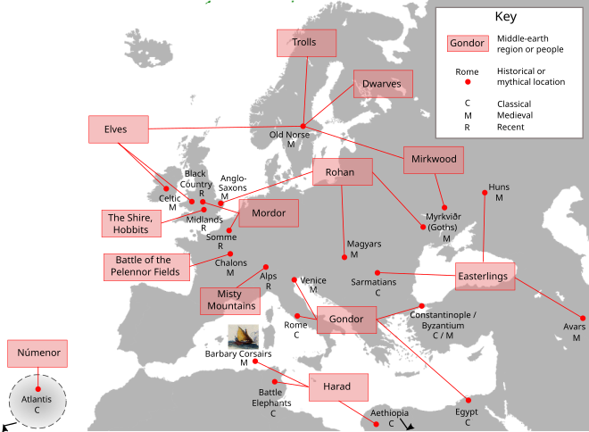 Influences on Middle-earth's geography