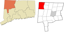 Salisbury's location within the Northwest Hills Planning Region and the state of Connecticut