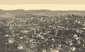"Panorama From Castle Rock" of Seymour, from a 1905 postcard