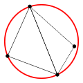 This pair of triangles does not meet the Delaunay condition (there is a point within the interior of the circumcircle).