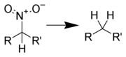 硝基烷烃至烷烃的还原反应式